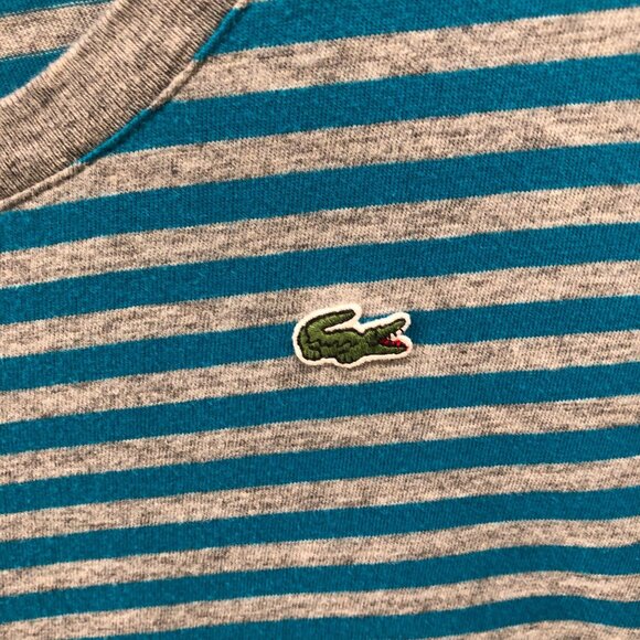Lacoste Blue and Gray Striped Long Sleeve Tee - Picture 6 of 10